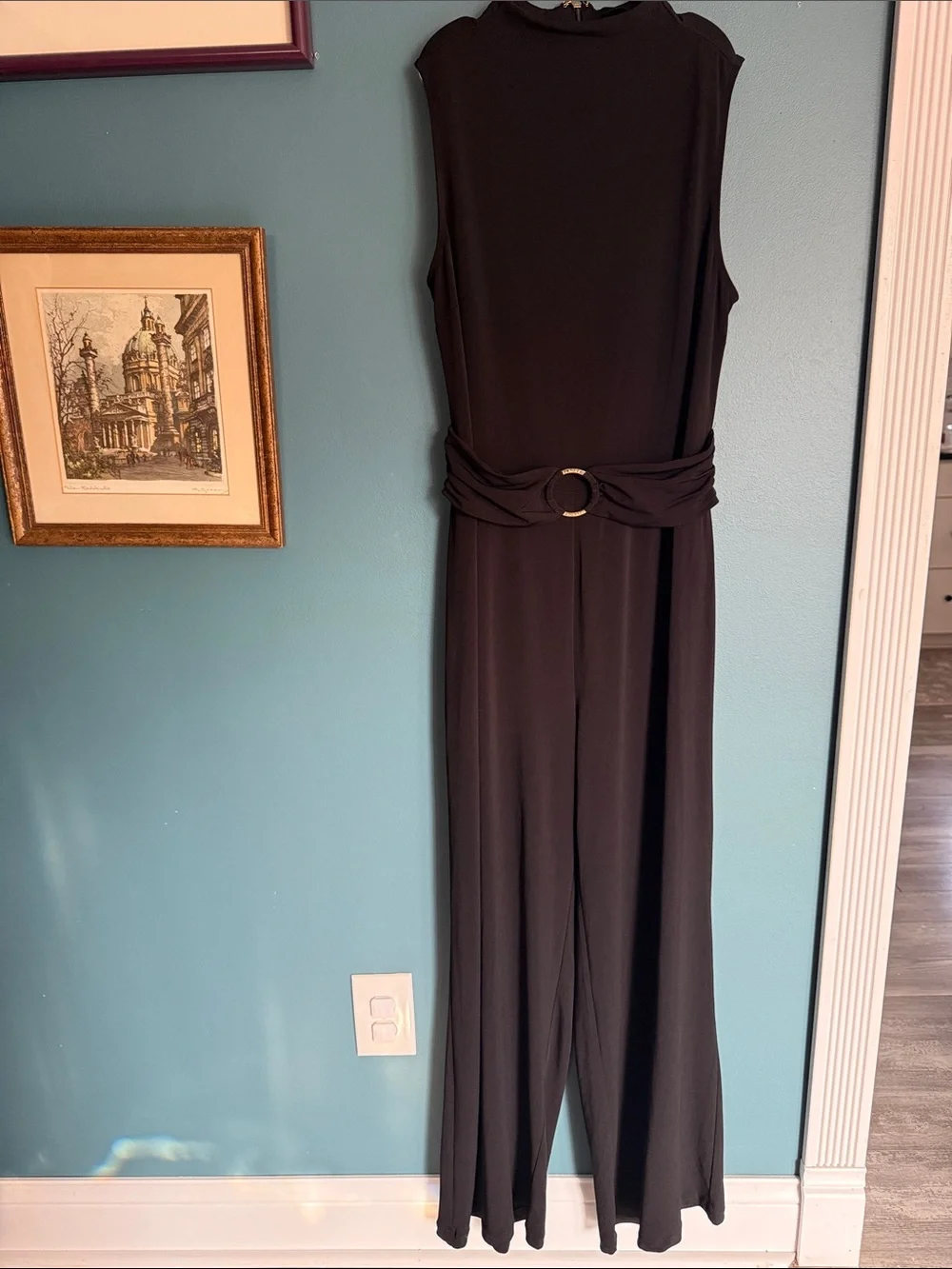 Michael Kors Sleeveless Black Wide-Leg Jumpsuit with Ring Buckle